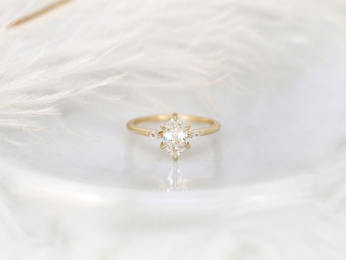 Stunning 1.27 CT Hexagon Moissanite Engagement Ring with Three Stone Design 1